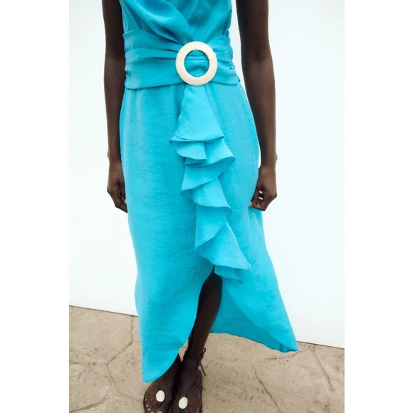 Zara Ruffled midi dress with buckle - Picture 12 of 12